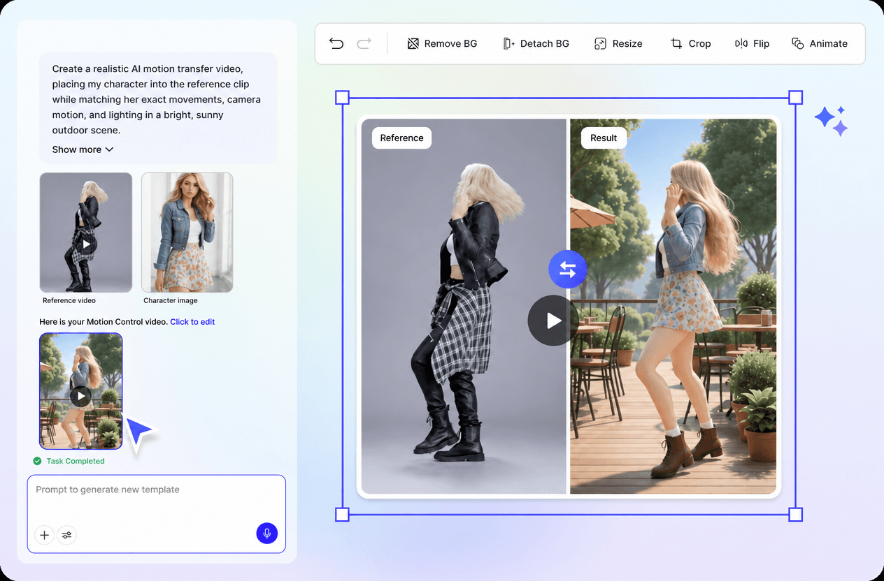 AI Motion Control Video Generator, Animate a Static Image with Motion Transfer